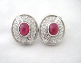 Cabochon Ruby and Diamond Earrings