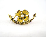 Crescent Shape with Enamel Yellow Pansy and Pearl Center Pin