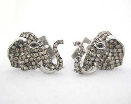 Diamond Encrusted Elephant Head Cufflinks