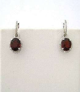Hoop Earrings with Removable Garnet and Diamond Drops