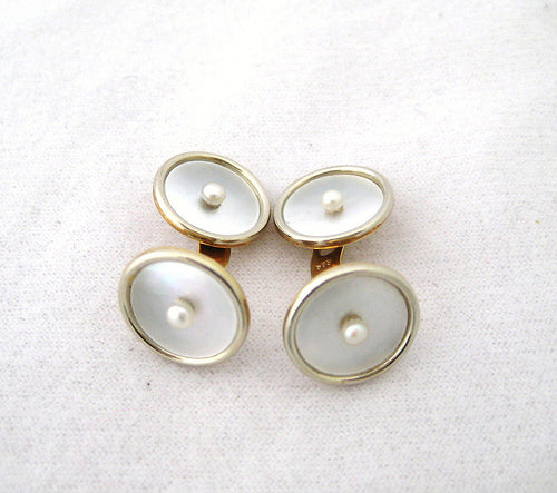 Mother of Pearl Cufflinks with Pearl Center