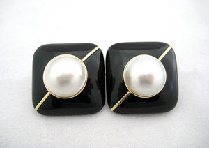 Onyx and Mabe Pearl Earrings