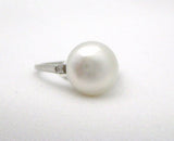Pearl Ring with Side Diamonds