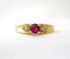 Ruby Ring with Small Side Diamonds