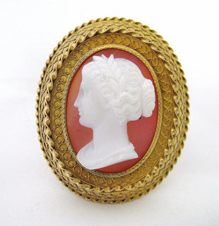 Victorian Stone Cameo in Etruscan Style