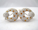 Pave Diamond and Yellow Sapphire Earrings