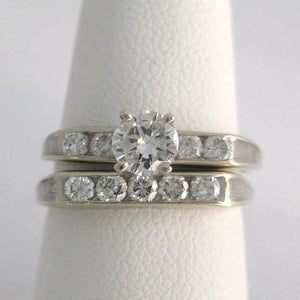 .42 ct. center Diamond Channel Set Ring with Matching Diamond Band