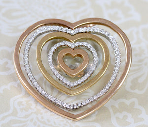 Eye Catching ~ Tri-color Heart Shaped Diamond Pendant