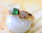 Square Tsavorite with Tapered Baguette Diamonds Ring