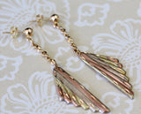 Lovely ~ Drop Style Earrings in Rose, White & Yellow Gold