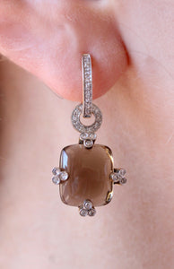 Smoky Quartz & Diamond Earrings