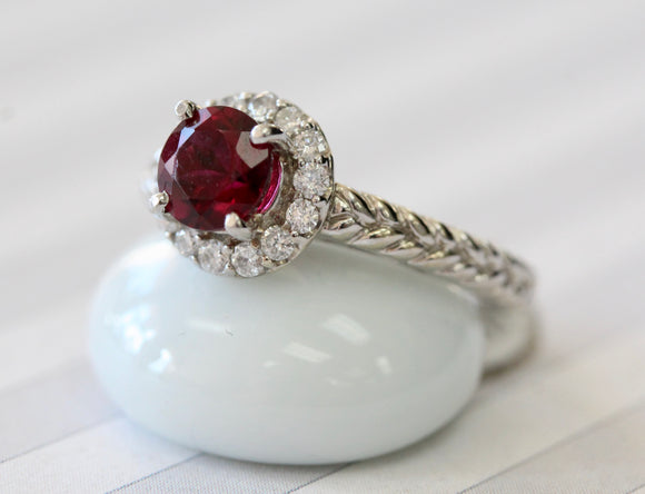 Rubellite & Diamond Ring