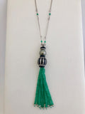 Diamond and Emerald Tassel Necklace