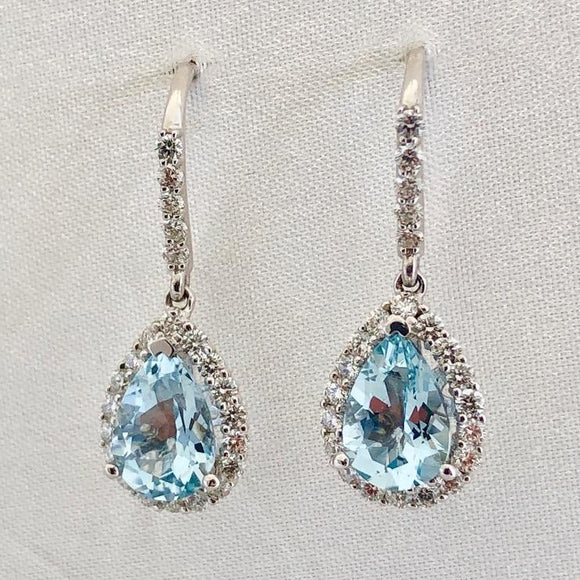 Aquamarine and Diamond Earrings
