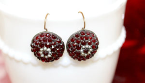 Victorian Garnet Earrings with Seed Pearl Detail