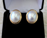 Oval Shaped Mabe Pearl Earrings