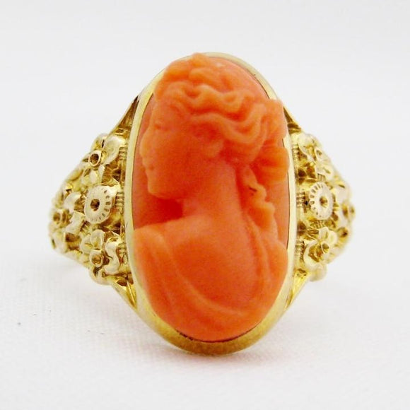 Coral Cameo Ring