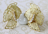 VINTAGE ~ Textured Earrings with Diamond accents
