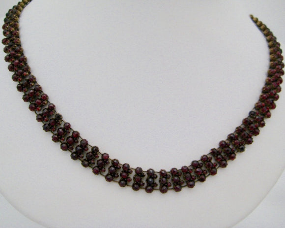 Vintage 10K Yellow Gold Garnet Necklace and Earring Set - thegoldsmith