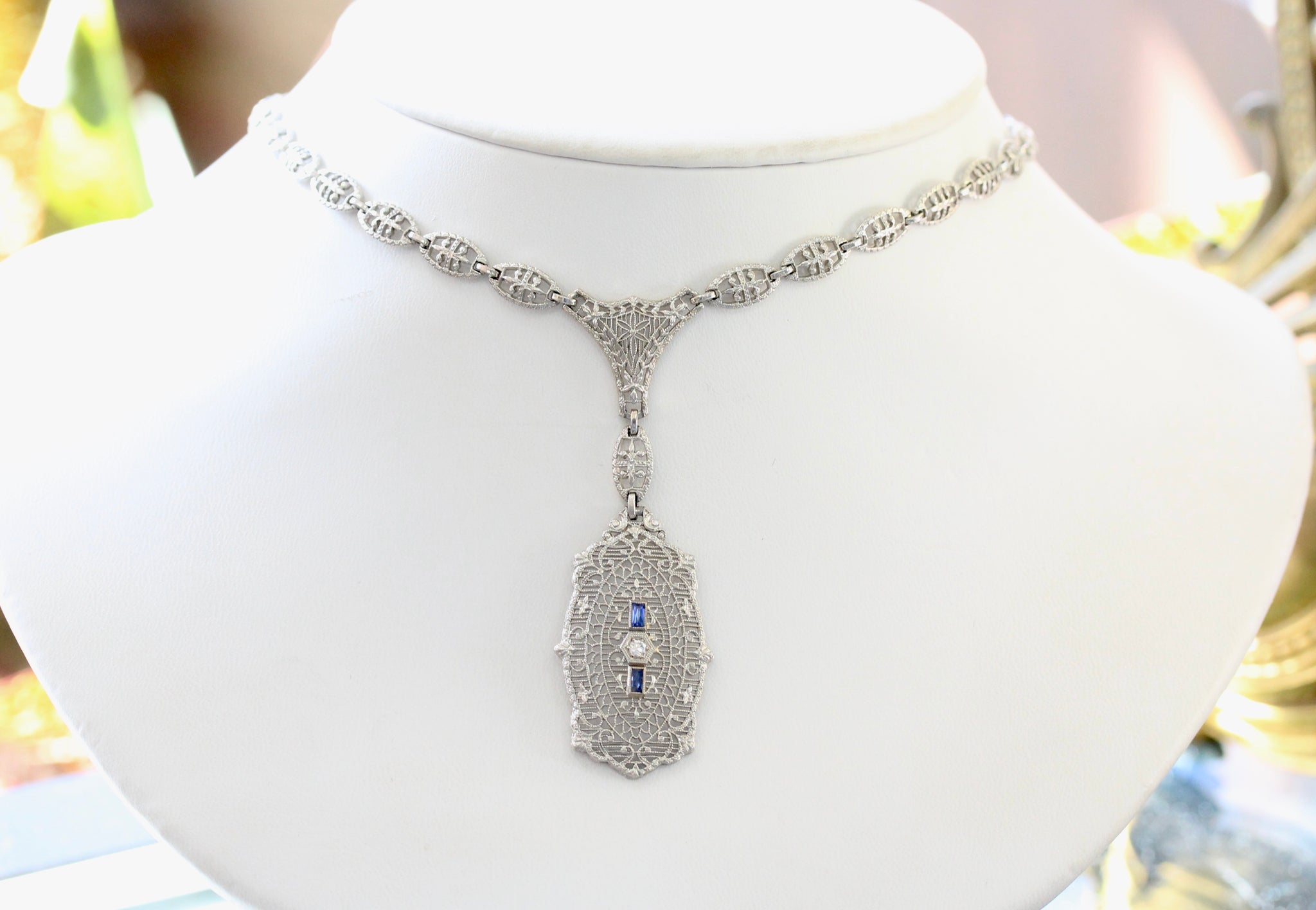 Art Deco Diamond Necklace - Smith and Bevill Jewelers
