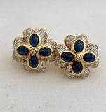 Cabachon Sapphire and Diamond Earrings