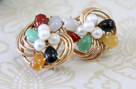 Decorative ~ Jade & Pearl earrings