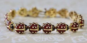 Designer "Hidalgo" Enamel &  Gold Ladybug Bracelet ~ Adorable