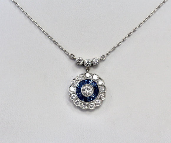 SPARKLING ~ Sapphire & Diamond Platinum Necklace