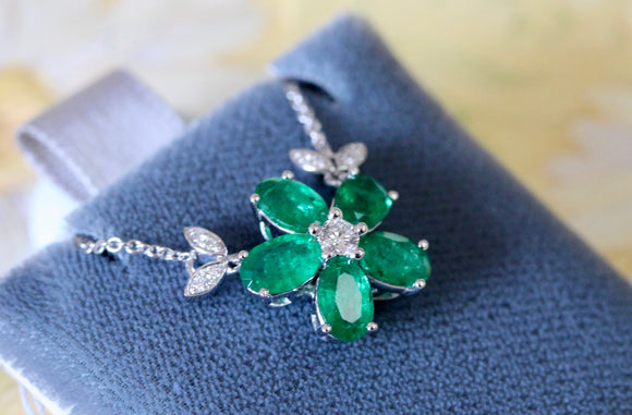 Exciting ~ Emerald Necklace with Diamonds
