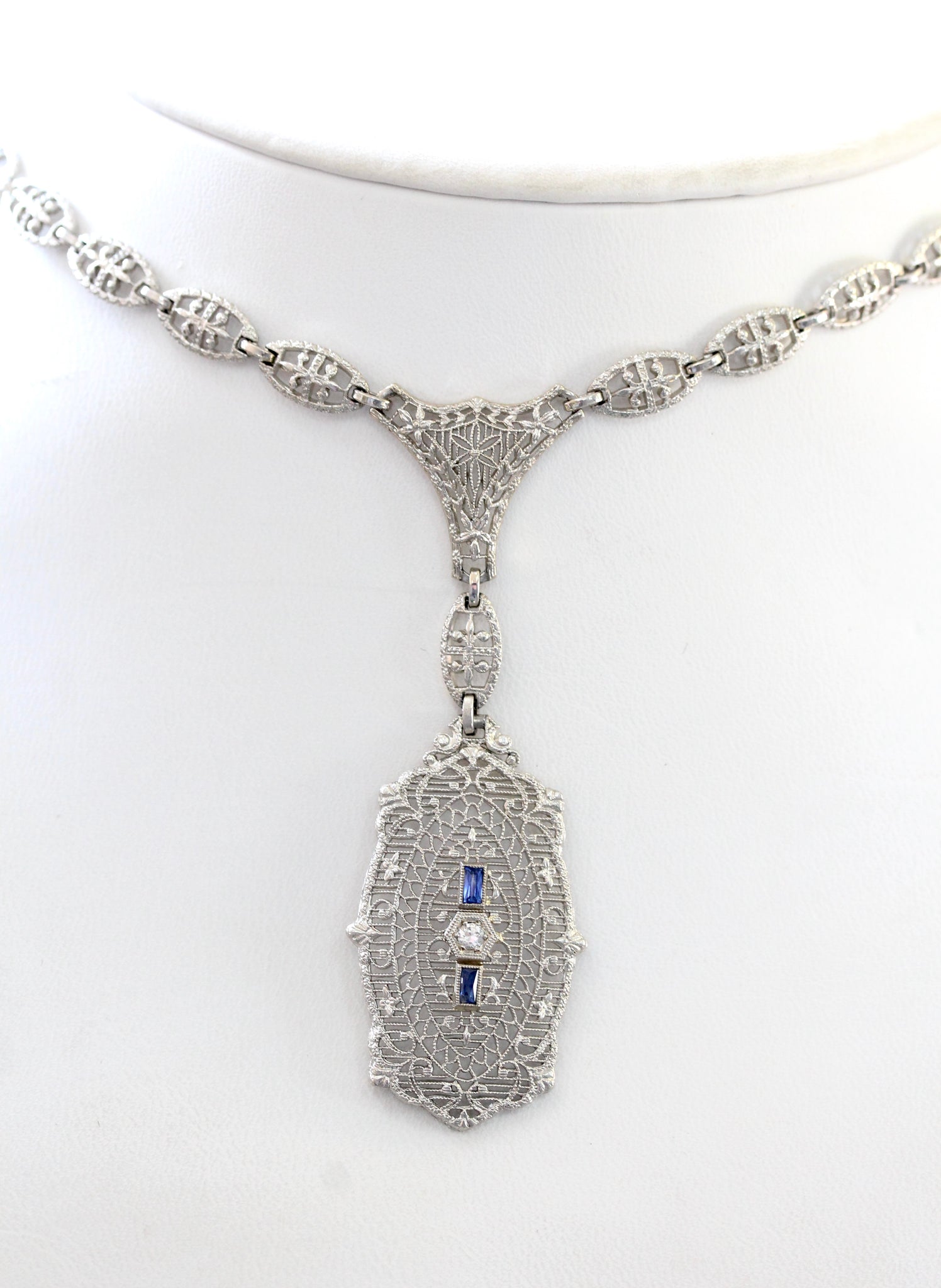 Art Deco Diamond Emerald Pendant | Autumn and May | Gold Jewellery