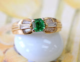Square Tsavorite with Tapered Baguette Diamonds Ring