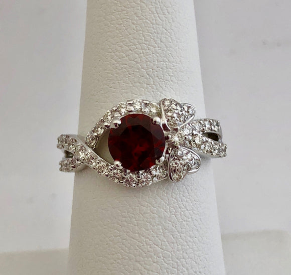 Garnet and Bow Motif Diamond Ring – Fancy Flea Antiques