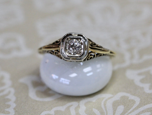 Vintage .20 Carat Center Diamond Ring