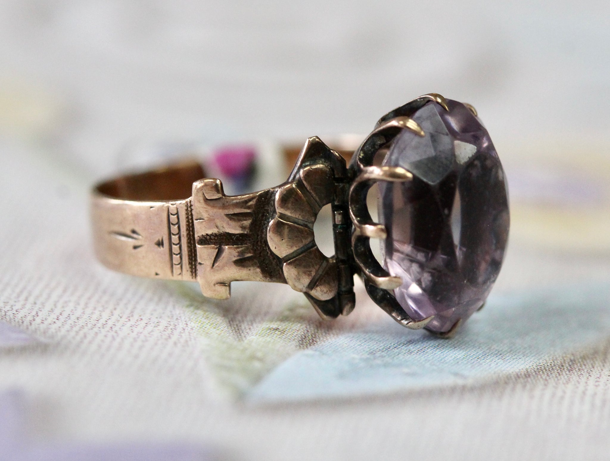 Amethyst Rose Gold Victorian Ring – Fancy Flea Antiques