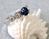 Sapphire Ring with Bezel Set Diamonds