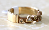 Geometric Design Gold Band with Natural Colored Diamonds