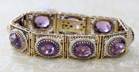 Amethyst and Pearl Bracelet ~ WOW