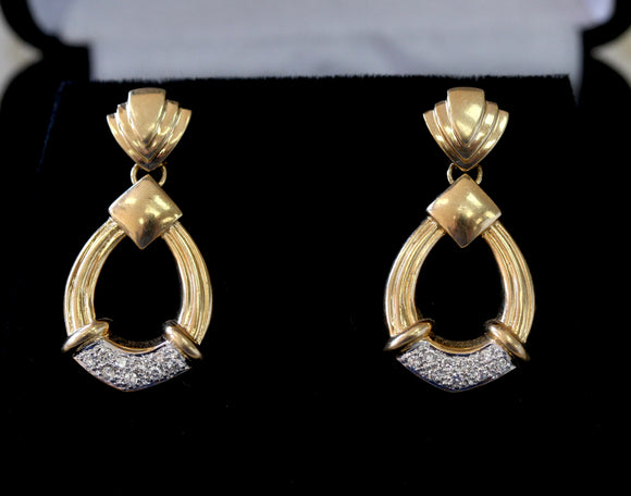 Gold & Diamond Drop Earrings