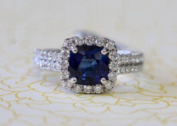 Stunning ~ Sapphire & Diamond Ring, Certified