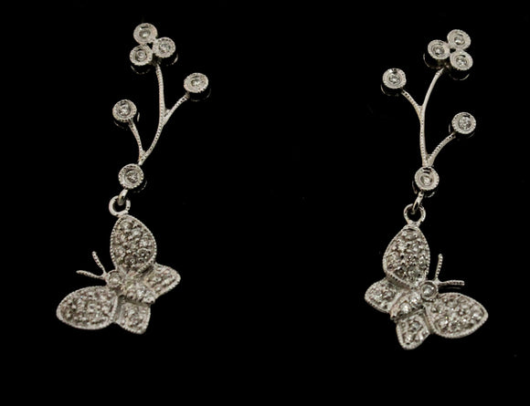 Enchanting Butterfly Diamond Drop earrings, 14K,