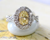 FABULOUS ~ Fancy Yellow Diamond & White Diamond Platinum Ring, GIA Certified