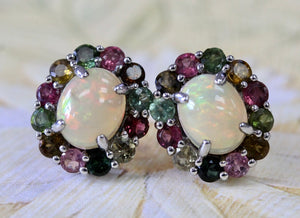 Opal & Tourmaline Earrings ~ COLORFUL