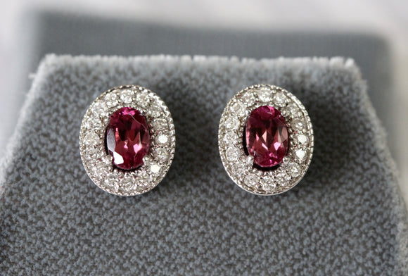 Pretty ~ Pink Tourmaline & Diamond Earrings