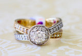 Diamond Center Halo Engagement Ring ~ Two - Tone