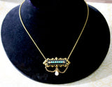 Vintage ~ Enamel, Turquoise & Diamond Necklace