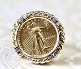 Fun & Interesting  ~ Diamond Accented Coin Ring