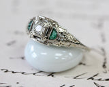 VINTAGE ~ Diamond & Emerald Ring