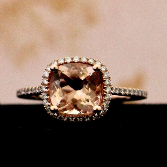 Vibrant Rose Gold Morganite & Diamond Ring