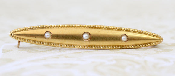 Antique ~ Sleek Pin with Seed Pearls