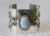 VINTAGE ~ Sterling Silver Cuff Bracelet with Agate Stone